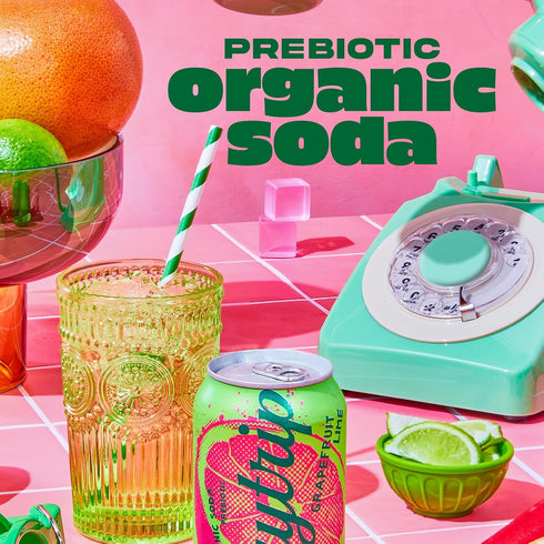 12-Pack Daytrip Organic Sparkling Prebiotic Soda, Low Sugar Soda and Low Calorie Healthy Soda Alternative, Prebiotic