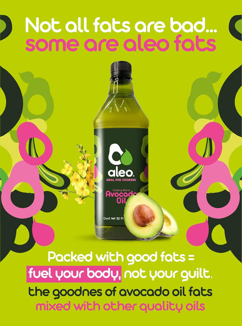 ALEO 32.1 O/950 ml , Cooking blend avocado oil, Keto, Perfect for frying, grilling, roasting & baking, Can help to keep