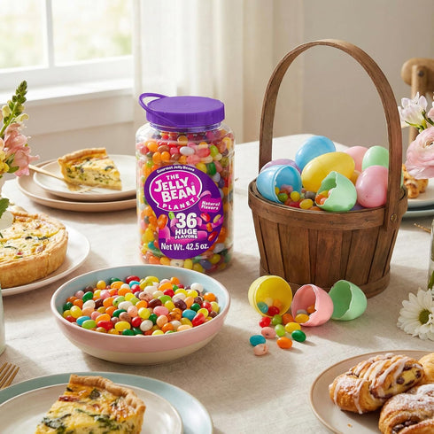 42.5 Oz 36 The Jelly Bean Planet, Gourmet Jelly Beans Bulk Jar - Natural Fruit Flavors, Kosher Candy, Plant Based