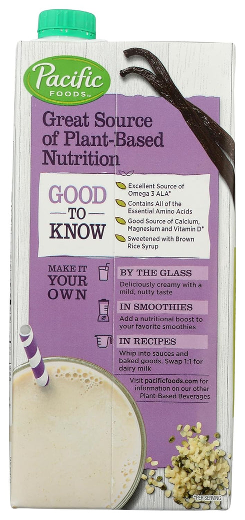 32oz Pacific Foods Hemp Milk, Vanilla