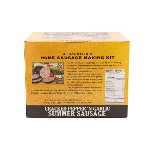 Summer 30 lbs Hi Mountain Sausage Seasoning & Cure CRACKED PEPPER 'N GARLIC Casings are NOT Included Seasoning, Cure