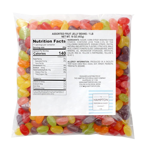 1 Jelly Beans Assorted Fruit, Pound Bulk Bag, The Hampton Popcorn & Candy Company