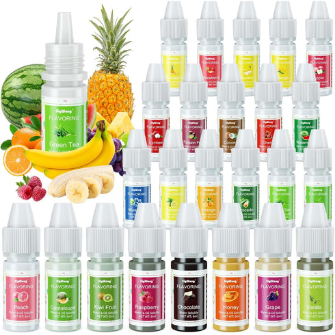 Food Flavoring Oil - 24 Liquid Lip Gloss Flavoring Oils for Lip Balm, Baking, Cooking, Soap, Slime Making - .25 Fl Oz