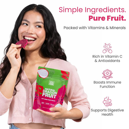 Vinaville Farm Soft Dried Dragon Fruit Slices Premium Natural Snack, No Preservatives, Vegan, Real Fruit, Healthy Chewy