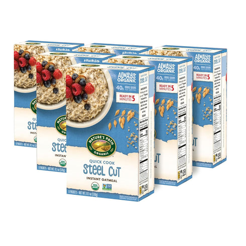 11.3 oz (Pack 6), Nature's Path Organic Quick Cook Quick Cook Steel Cut Instant Oatmeal, of Non-GMO
