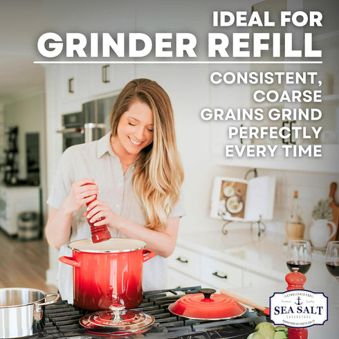 30 oz Sea Salt Superstore Coarse Sea for Grinder Refill, Coarse Grain Kosher, Non-Iodized for Cooking, Mineral-Rich