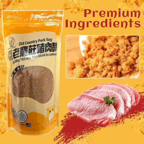 (14oz, Old Cottage Pork Sung- Authentic Taiwanese Recipe - Taiwanese Dried Goods - Dried Jerky Protein Snack | Pork
