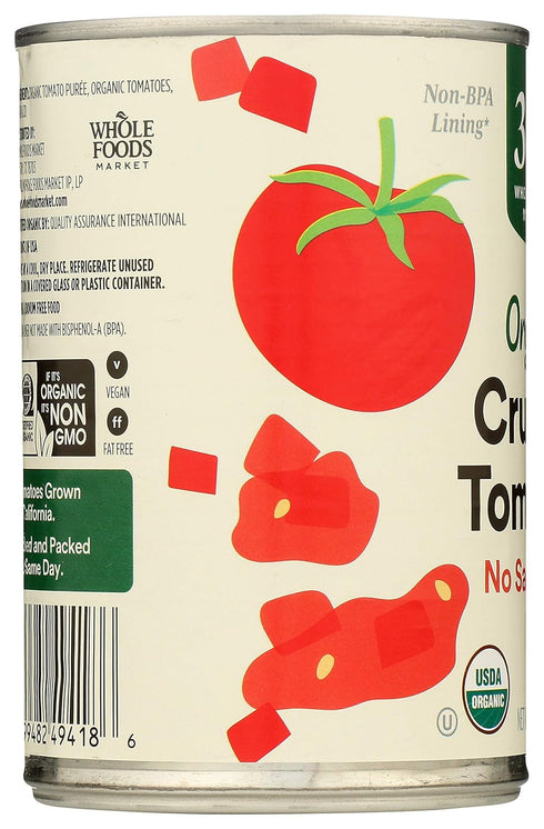 365 15 (Pack 4) by Whole Foods Market, Tomatoes Crushed No Salt Added Organic, Ounce