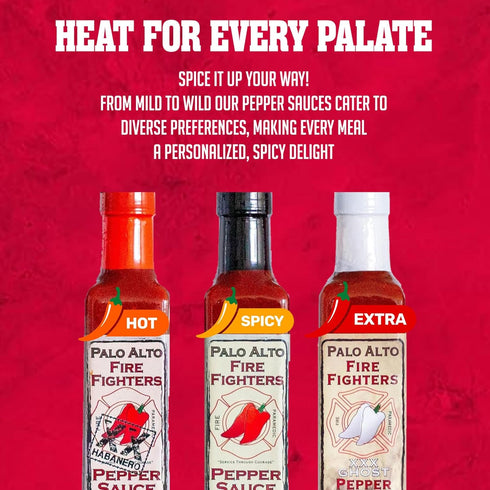 (8.5oz) Pack 2 Palo Alto Firefighters Pepper Sauce - of - Salt Free Pepper Plant Hot Sauce, No Sodium Hot Pepper Sauce