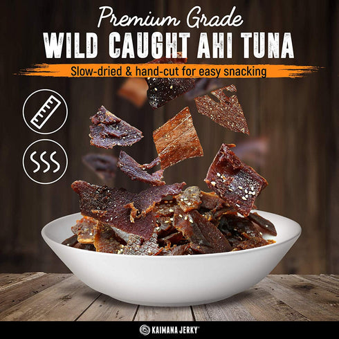 9g Omega-3's (10 pack, 0.50 oz) Kaimana Jerky Ahi Tuna Sampler Bundle - All Natural & Wild Caught Tuna Jerky. Made