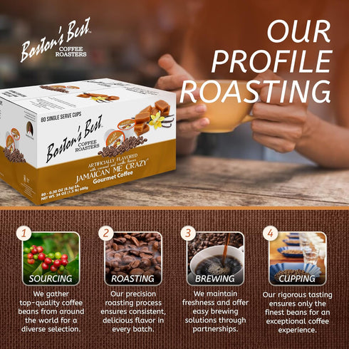 1 Count (80 Bostons Best - Jamaican Me Crazy Flavored Delicious Gourmet Coffee, Single Serve Cups)