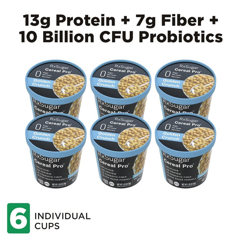 |1 6-Pack RxSugar Cereal Pro Golden Crunch Supports Appetite Control | Non-GMO | Gluten-Free Serving Cups