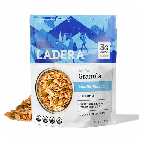 Ladera Vanilla Quinoa Granola - Nut Free Low Sugar Breakfast Cereal, Gluten