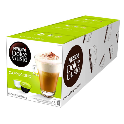 16 Pack 3 Nescafe Dolce Gusto Coffee Pods, Cappuccino, capsules