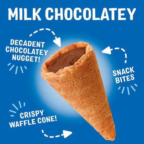 Drumstick 3.5 oz Bites Milk Chocolatey Waffle Cone Snacks, Chocolate Dessert, Pantry Snacks