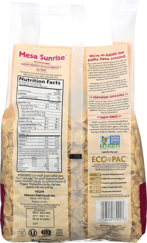 26.4 oz (Pack 1), Packaging Nature's Path Organic Mesa Sunrise Cereal, of Gluten Free, Earth Friendly