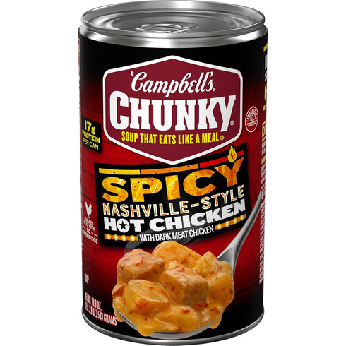 Campbells Chunky Soup, Spicy Nashville-Style Hot Chicken Soup, 18.8 oz Can