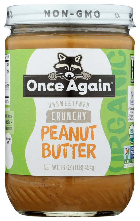 Once Again Organic Crunchy Peanut Butter, 16oz - Lightly Salted, Unsweetened -