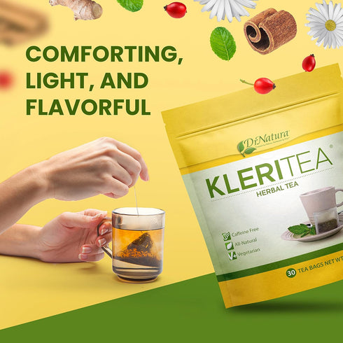 30 (Pack 1) DrNatura KleriTea Herbal Tea, Caffeine-Free Herbal Tea for Gentle, Effective Bowel Stimulation - All