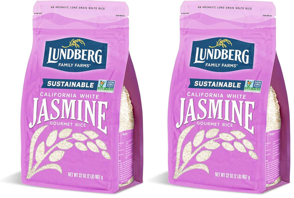 by Lundberg Lundberg Jasmine Rice, Long Grain White Rice - Non-Sticky, Fluffy Aromatic Rice,