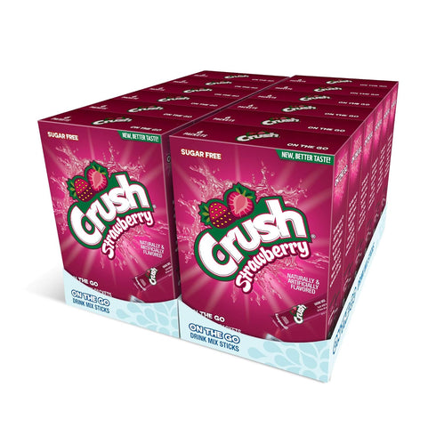 Crush, Strawberry Powder Drink Mix - (12 boxes, 72 sticks) Sugar Free