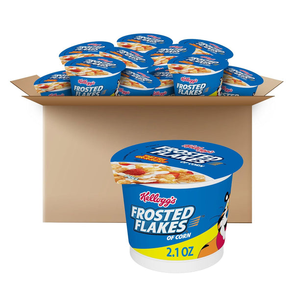 Kellogg's Frosted Flakes Breakfast Cereal Cups, 8 Vitamins and Minerals, Kids Snacks,