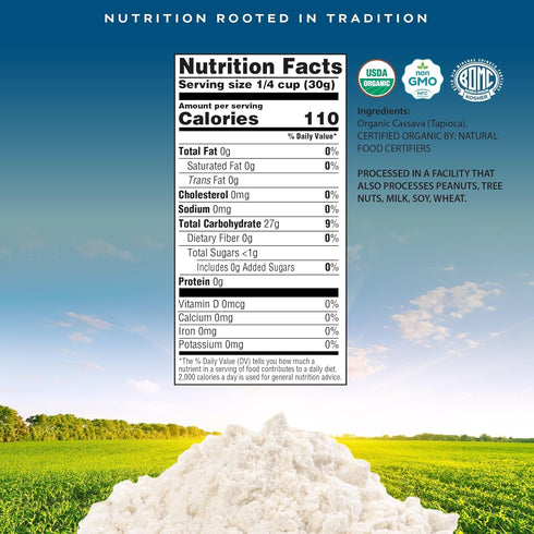 (40 Oz 2.5 LB) Packed CROP BY POP - Organic Tapioca Starch Flour - Fresh in Resealable Bag - USDA Organic, Non GMO