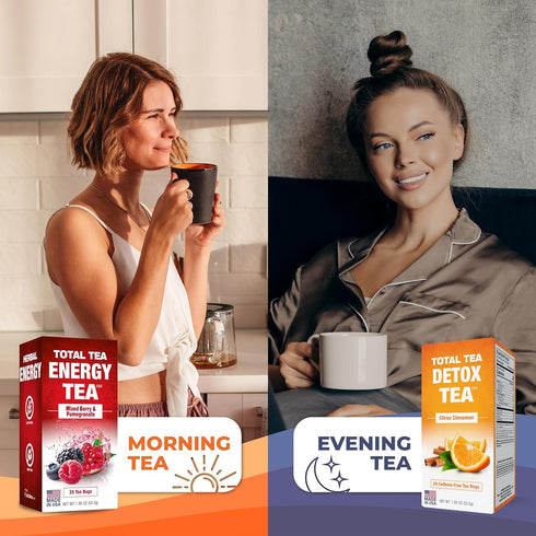 Set 25 Total Tea Detox Tea & Energy - Day Detox - Herbal SIim Tea with Chamomile - Hibiscus Tea and Ginger Root