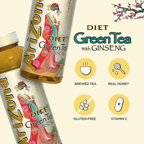 16 Oz (Pack 12) Arizona Premium Brewed Diet Green Tea, Fl