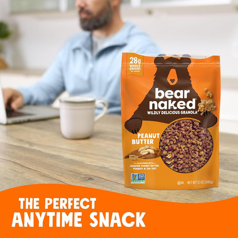 Kellogg's 12oz (1 (Pack 2) Bear Naked Granola Cereal, Whole Grain Granola, Breakfast Snacks, Peanut Butter, Bag Bag)