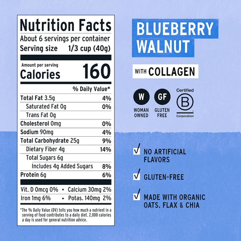 8 Purely Elizabeth, Oat Blueberry Walnut Collagen Pouch, Ounce