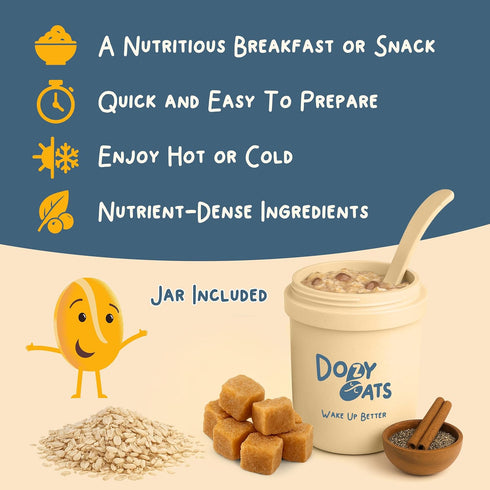 Dozy 15-Serving 750g Pack Oats Overnight Oatmeal, Big Batch Bag. Gluten-Free, Natural Source of Protein and Fiber