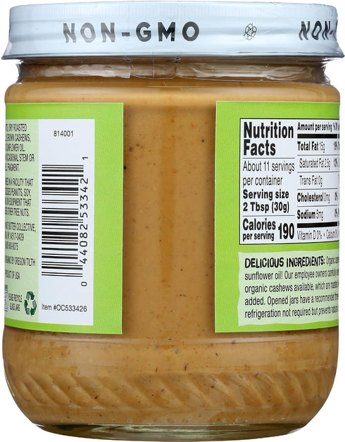 12oz- Once Again Organic Creamy Cashew Butter, Unsweetened - USDA Organic, Gluten free Certified, Vegan, Kosher, Peanut