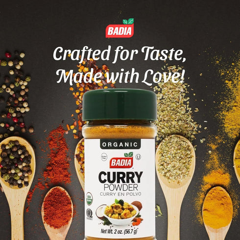 2 oz Badia Organic Curry Powder, Aromatic & Flavorful Blend of Spices for Cooking, Seasoning & Marinades