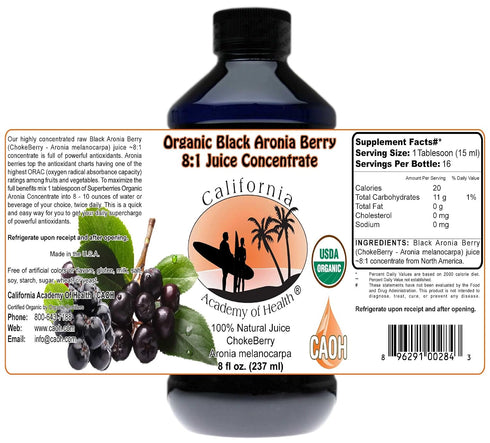 Black Aronia Berry ChokeBerry Aronia melanocarpa juice 8:1 concentrate 8 oz Organic