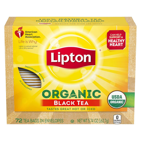 5.9 oz 72 Count Lipton Tea Bags For a Iced or Hot Tea Organic Black Tea Iced or Hot Tea that Can Help Support a Healthy