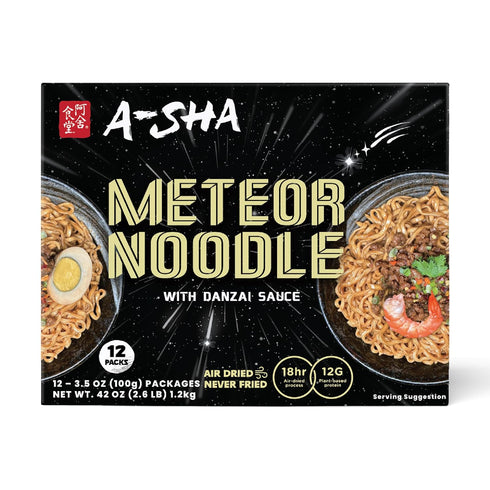 A-Sha Meteor Noodle with Danzai Sauce, 12 Packs, Gourmet Asian Taiwanese Healthy