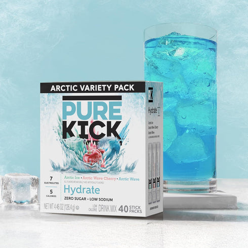 pack 40 Count Packets Pure Kick Arctic Variety Singles to Go Powdered Drink Mix, Arctic Wave, Arctic Wave Cherry