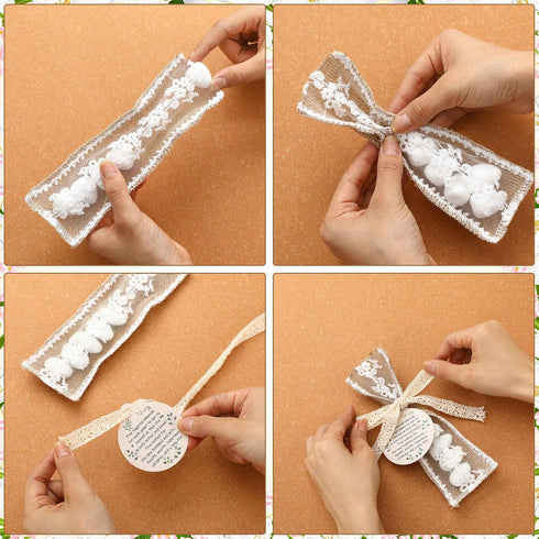60 Set Packaging Woanger Wedding Almond Candy Favors for Guests Include Lace and Greeting Card bridal Souvenirs