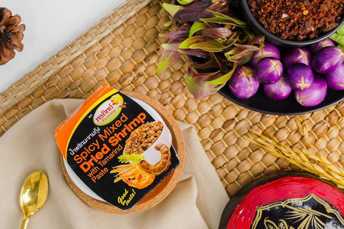 Pornthip 50g 4 Packs Brand, Spicy Mixed Dried Shrimp with Tamarind Paste X