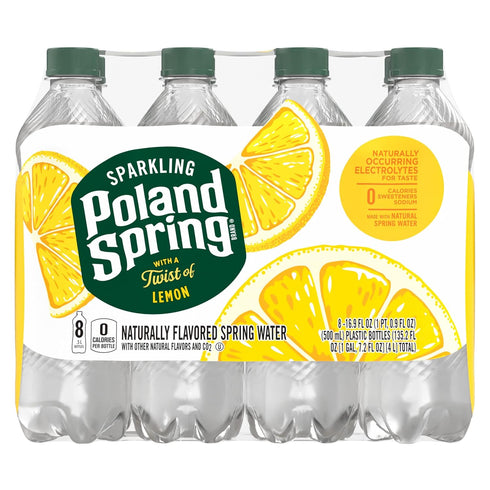16.9 Oz (Pack 8) Poland Spring Sparkling Water, Lively Lemon, Fl
