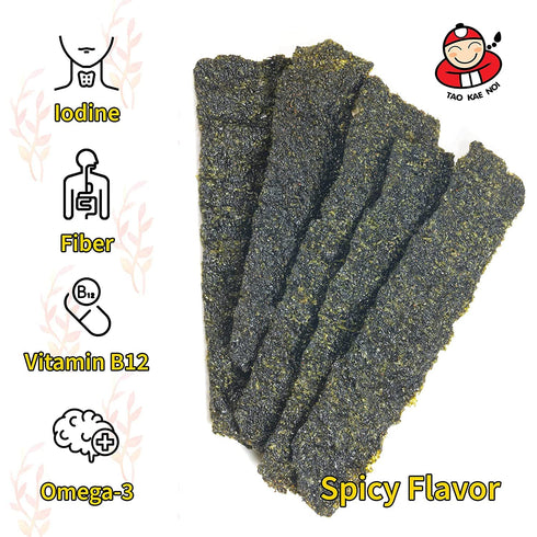 Tao Kae Noi Big Roll Grilled Seaweed Snacks, Spicy Flavor, 6 Pack, 3g Bags, Healthy Nori Rolls