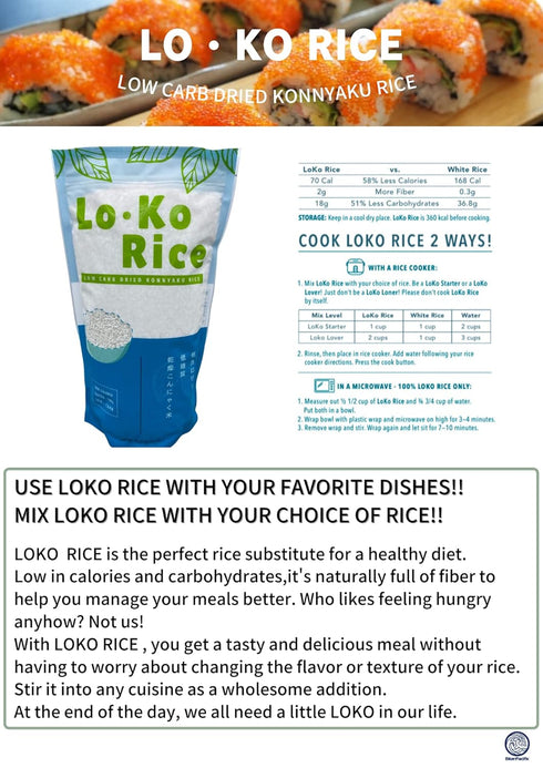 Blue pacific 35.27oz(1Kg) Konjac rice,shirataki rice,Low Calorie,Keto Friendly,LO KO RICE, Konjac dried rice,Healthy
