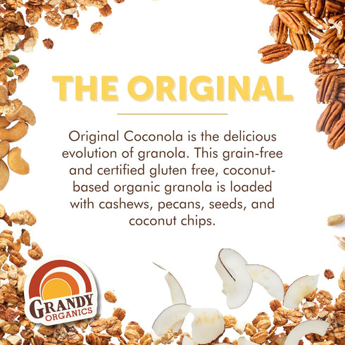 9oz Pack 3 Grandy Organics Original Coconola Granola, Certified Organic Gluten Free Granola, Grain Free, Vegan