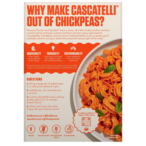 8oz Banza Cascatelli Pasta from Chickpeas - Gluten Free, High Protein, and Lower Carb Protein Cascatelli Pasta Noodles