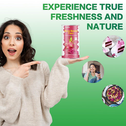 6.53OZ/185G Frozen Freeze Dried Dragon Fruit, Freeze Dried Fruit, Drago n Fruit, Freez e Dri ed Dragon Fru-it Cubes, No
