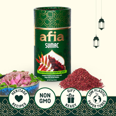 (2.5oz) Afia - Ground Sumac Spice | Sumac Powder Pantry Spice for Middle Eastern Dishes, Meals and Cuisine | Premium