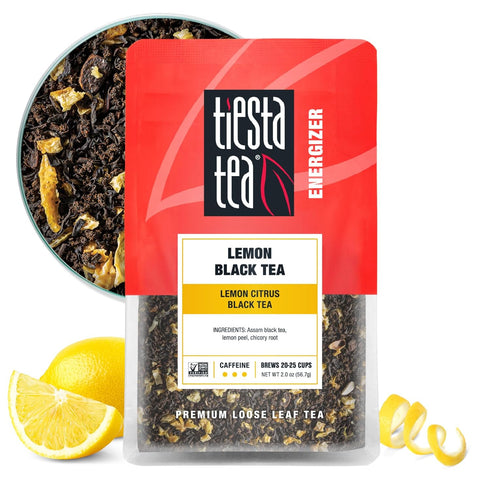 Tiesta Tea Lemon Black Tea, Loose Leaf Premium Blend, High Caffeinated, Brews Up to 25 Cups, 2 Ounce Pouch