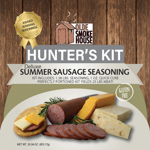Summer 23.04). 1.38 lb. 1 oz. Hunter's Kit (Deluxe Sausage, Kit includes Seasoning, Quick Cure. Gluten free. Excellent