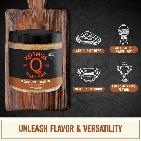 16 Oz Kosmos Q Reserve Blend Brisket Injection, Premium Beef BBQ Marinade for Tender & Juicy Brisket